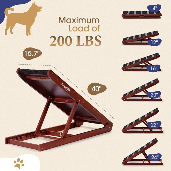Wooden Adjustable Pet Ramp for All Dogs and Cats - Picture 3 of 9